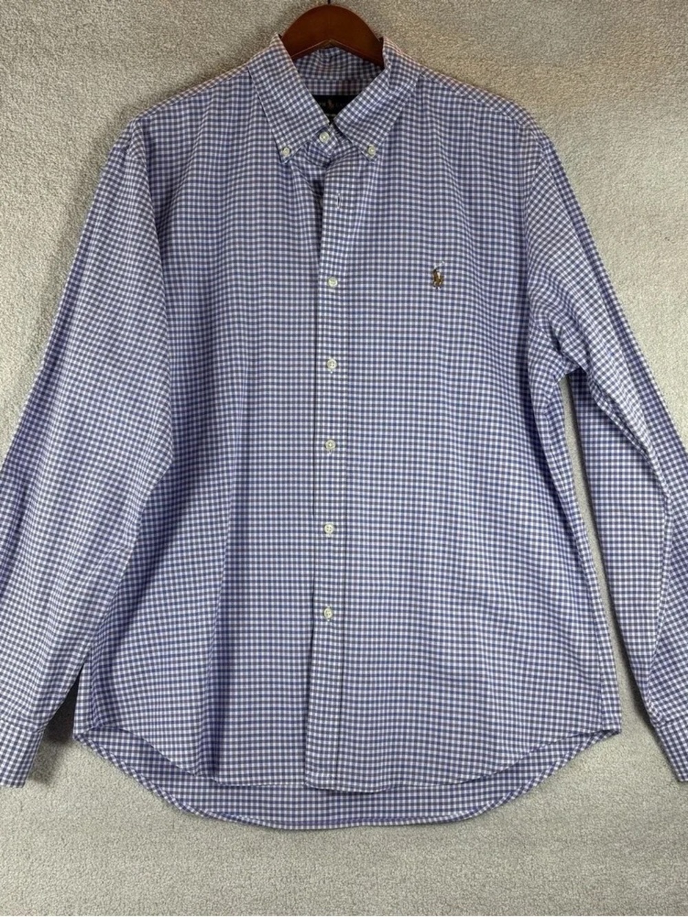 Ralph Lauren Blue and White Gingham Button-Down Shirt - Picture 1 of 1